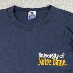 Vintage Champion Notre Dame T Shirt XL Blue University Embroidered USA 90s